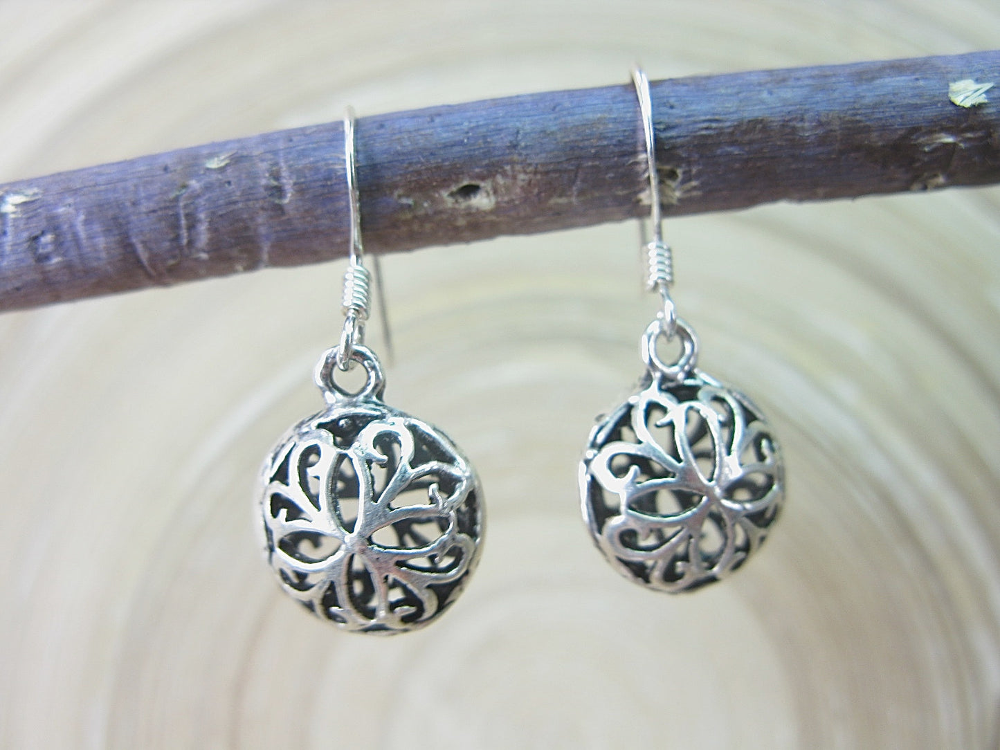 Filigree Lace Round Dangle Drop 925 Sterling Silver Earrings Earrings - Faith Owl