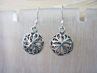 Filigree Lace Round Dangle Drop 925 Sterling Silver Earrings Earrings Faith Owl - Faith Owl