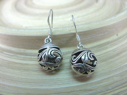 Filigree Ball Lace Dangle Drop 925 Sterling Silver Earrings Earrings - Faith Owl