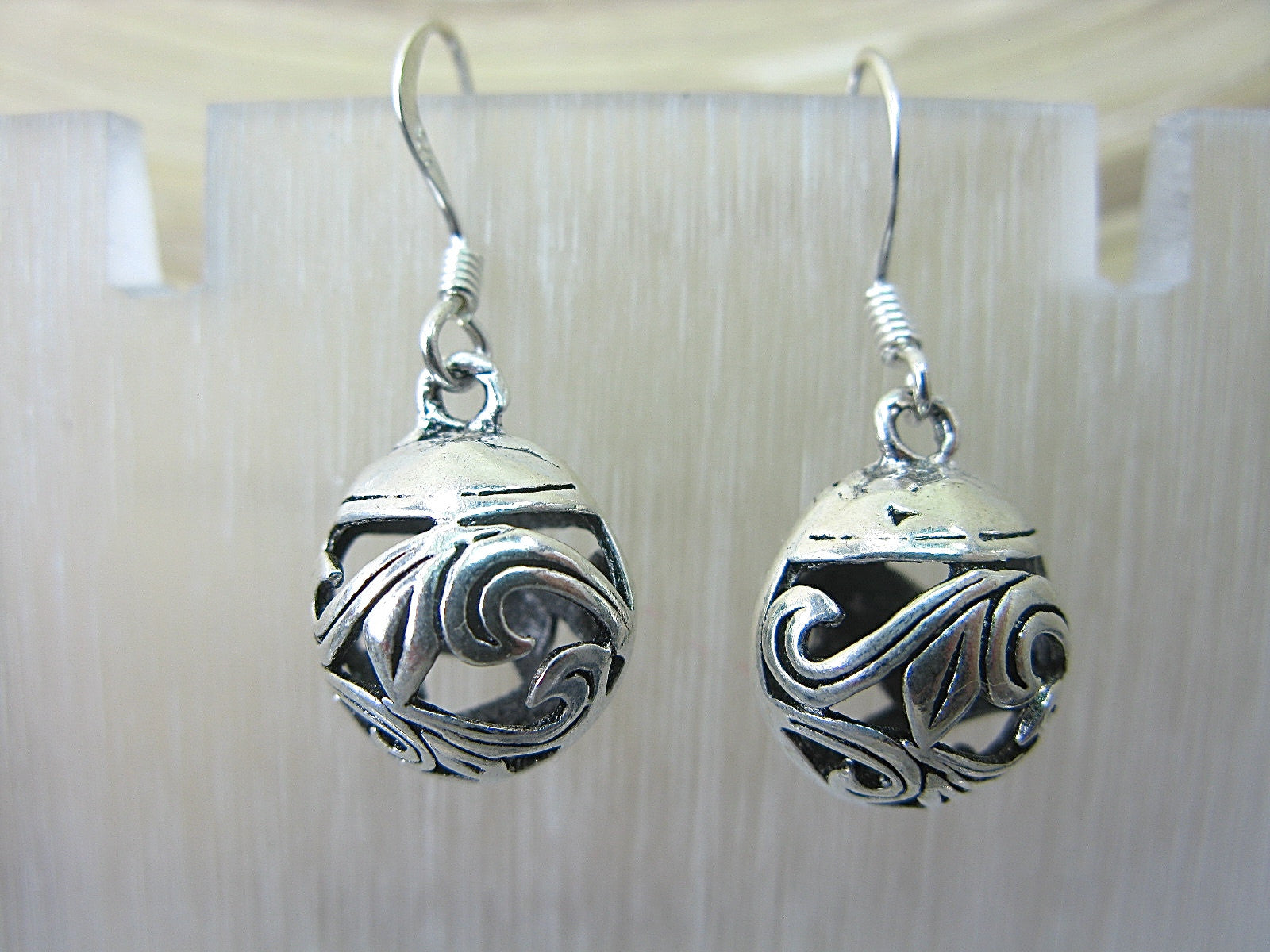 Filigree Ball Lace Dangle Drop 925 Sterling Silver Earrings Earrings - Faith Owl