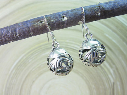 Filigree Ball Lace Dangle Drop 925 Sterling Silver Earrings Earrings - Faith Owl