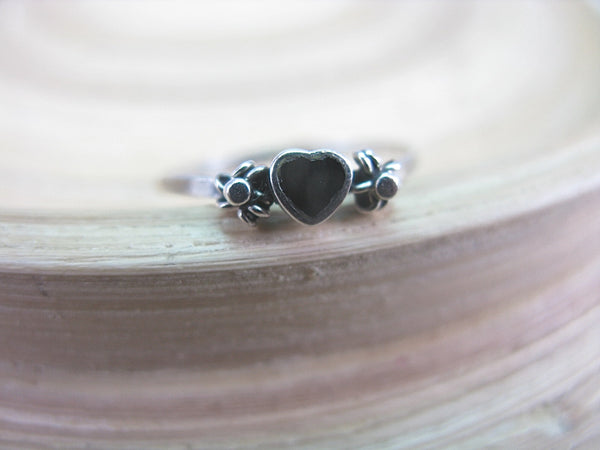 Onyx Heart Ring Minimalist Jewelry in 925 Sterling Silver Ring Faith Owl - Faith Owl