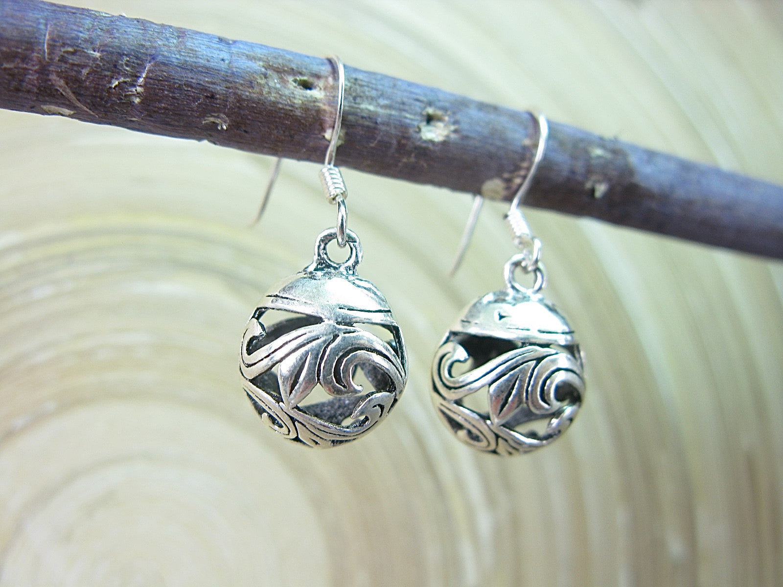 Filigree Ball Lace Dangle Drop 925 Sterling Silver Earrings Earrings - Faith Owl