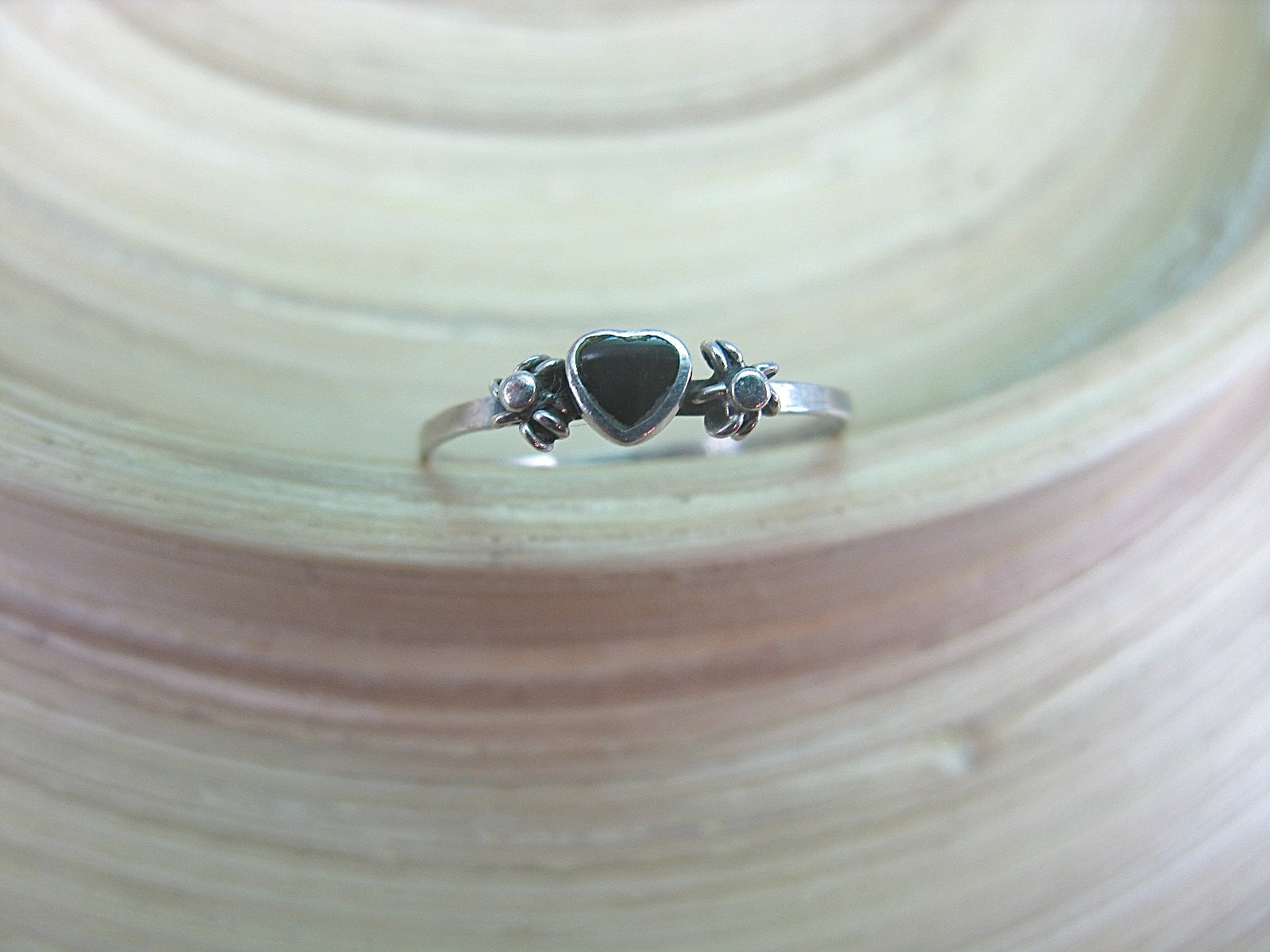 Onyx Heart Ring Minimalist Jewelry in 925 Sterling Silver Ring Faith Owl - Faith Owl