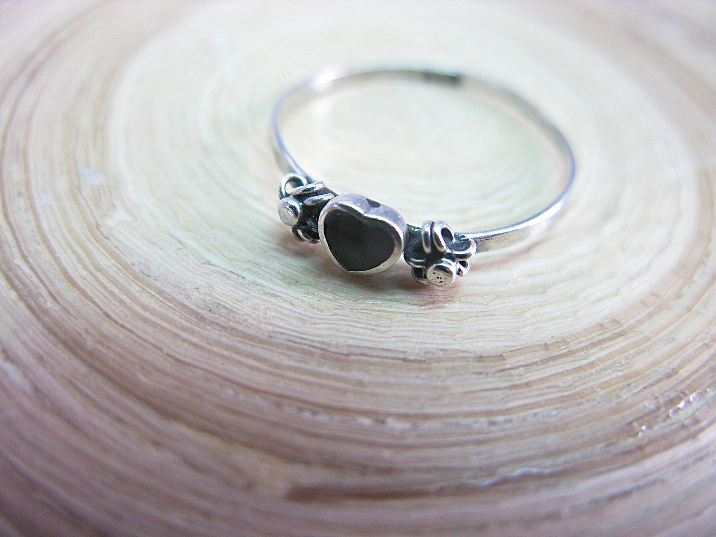 Onyx Heart Ring Minimalist Jewelry in 925 Sterling Silver Ring Faith Owl - Faith Owl