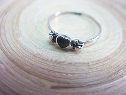 Onyx Heart Ring Minimalist Jewelry in 925 Sterling Silver Ring Faith Owl - Faith Owl