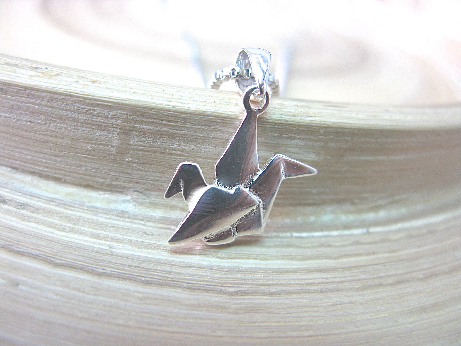 Origami Crane Necklace in 925 Sterling Silver Necklace Faith Owl - Faith Owl