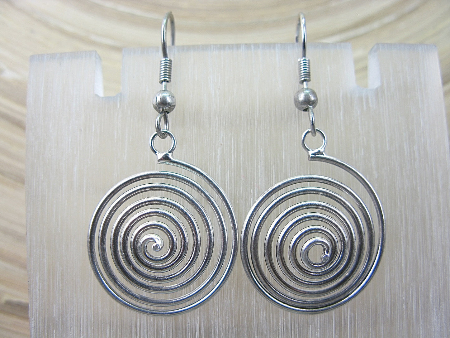 Swirl Spiral Round Dangle Oxidized 925 Sterling Silver Earrings Earrings Faith Owl - Faith Owl