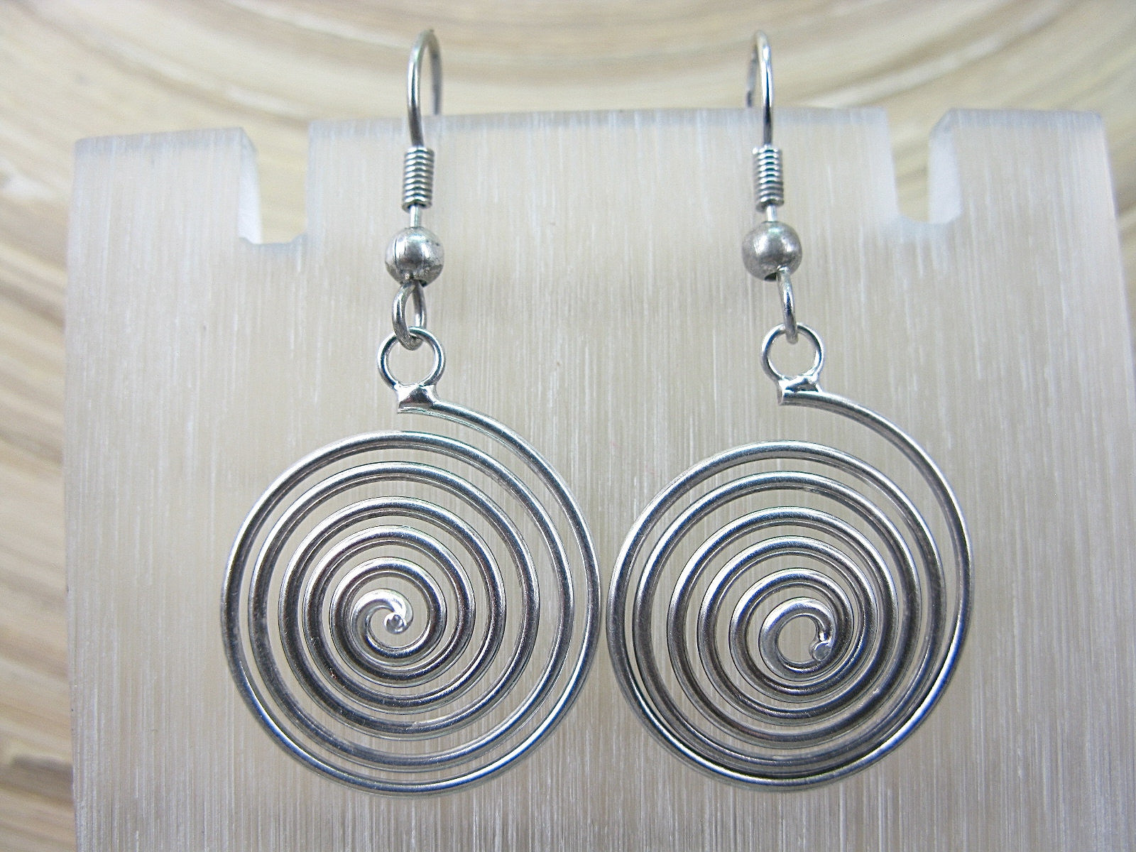 Swirl Spiral Round Dangle Oxidized 925 Sterling Silver Earrings Earrings Faith Owl - Faith Owl