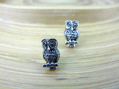 Owl Marcasite 925 Sterling Silver Stud Earrings