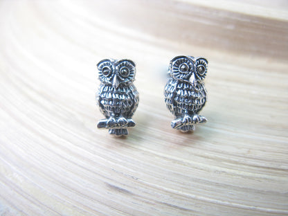 Owl Marcasite 925 Sterling Silver Stud Earrings