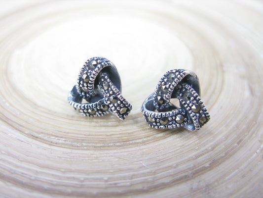 Knot Marcasite 925 Sterling Silver Stud Earrings