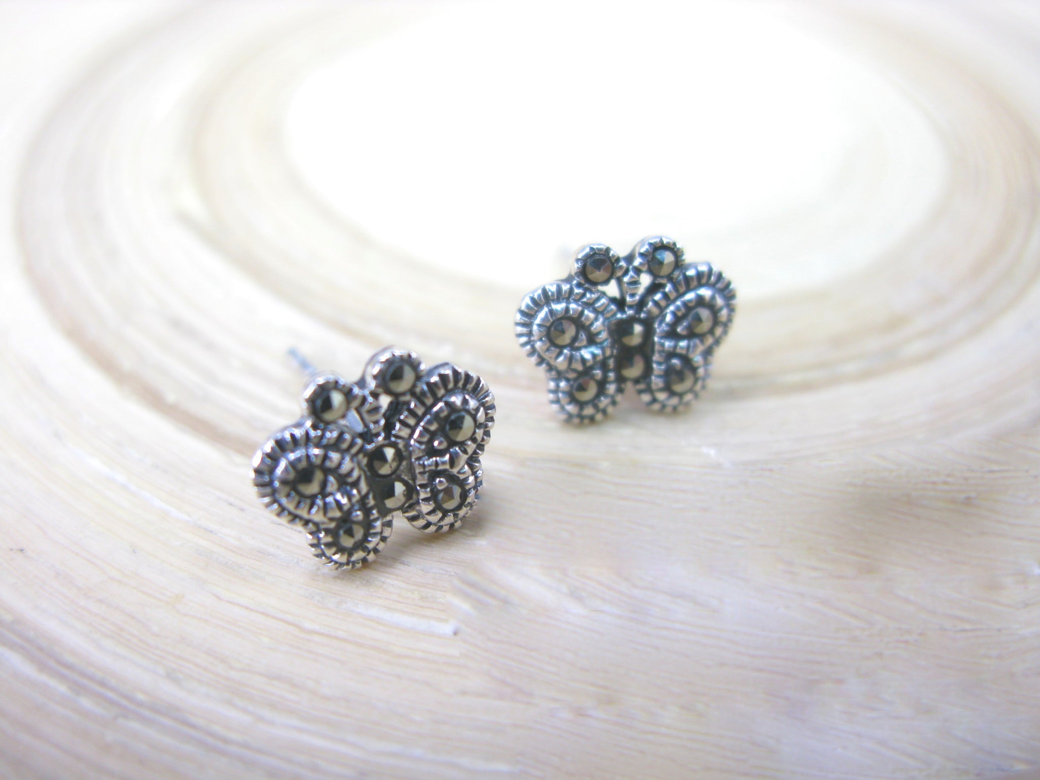 Butterfly Marcasite Stud Earrings in 925 Sterling Silver