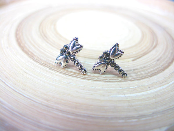 Dragonfly Marcasite 925 Sterling Silver Stud Earrings