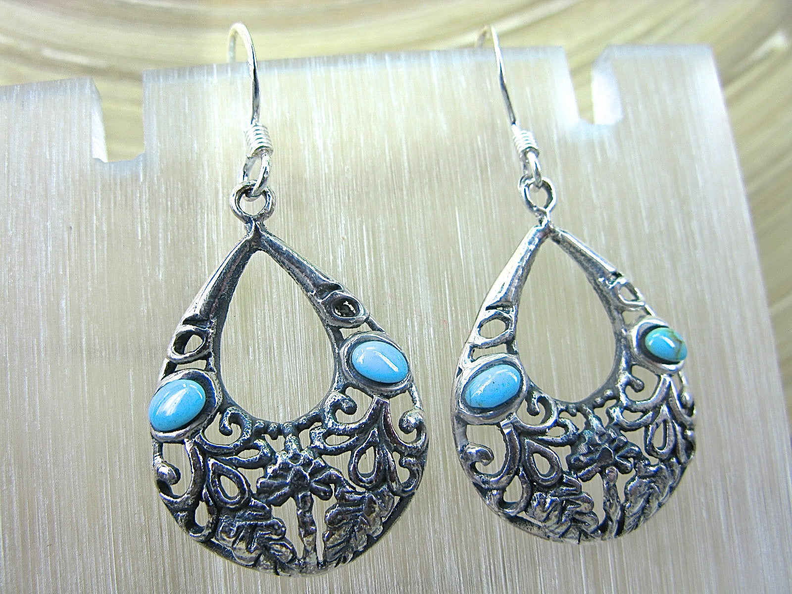 Turquoise Filigree Oxidized 925 Sterling Silver Earrings Earrings Faith Owl - Faith Owl