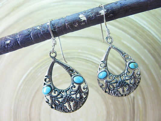 Turquoise Filigree Oxidized 925 Sterling Silver Earrings Earrings Faith Owl - Faith Owl