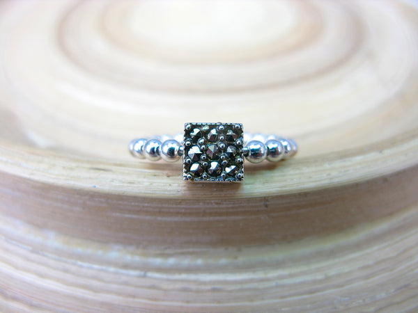 Square Marcasite Eternity Ball Ring in 925 Sterling Silver