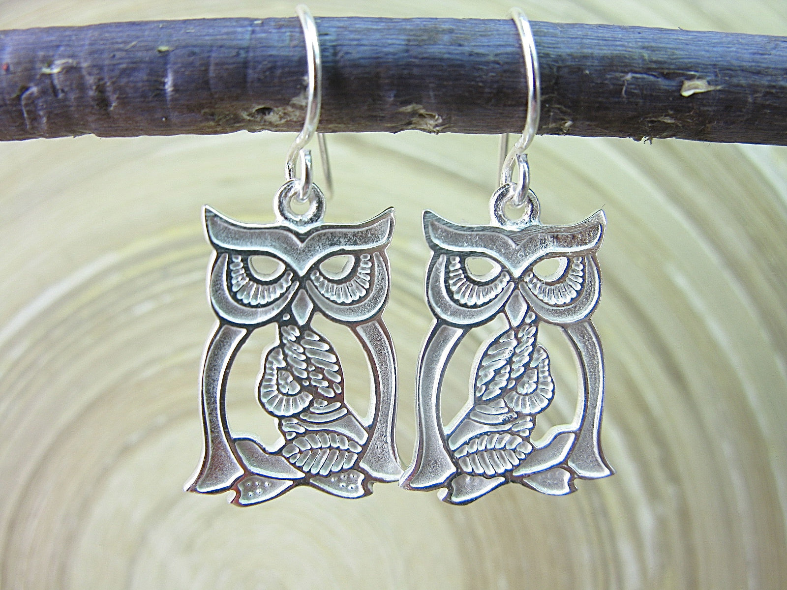 Filigree Owl Lace Matt Dangle Drop 925 Sterling Silver Earrings Earrings - Faith Owl