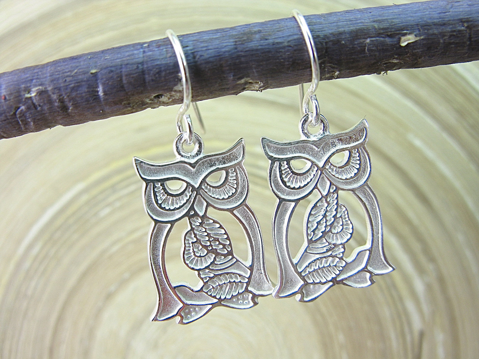 Filigree Owl Lace Matt Dangle Drop 925 Sterling Silver Earrings Earrings - Faith Owl