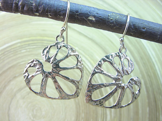 Leaf Filigree Hammered Heart 925 Sterling Silver Earrings Earrings - Faith Owl