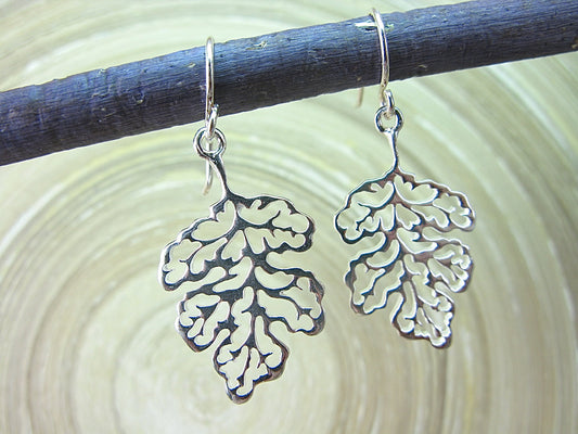 Leaf Lace Filigree Dangle Drop 925 Sterling Silver Earrings Earrings Faith Owl - Faith Owl