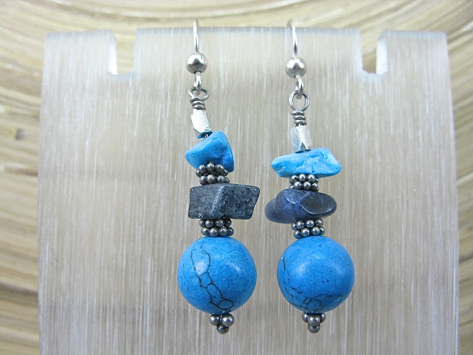 Turquoise Lapis Lazuli 925 Sterling Silver Earrings