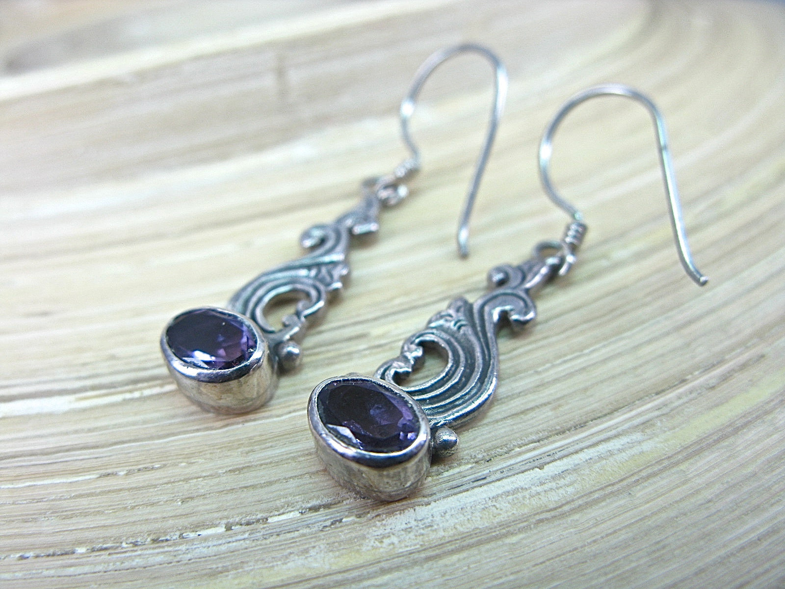 Amethyst Balinese Dangle 925 Sterling Silver Earrings Earrings - Faith Owl