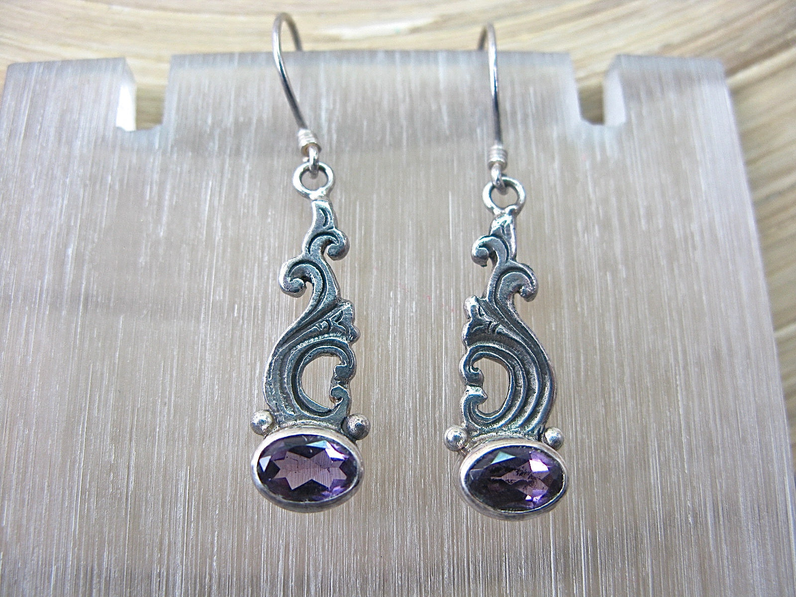 Amethyst Balinese Dangle 925 Sterling Silver Earrings Earrings - Faith Owl