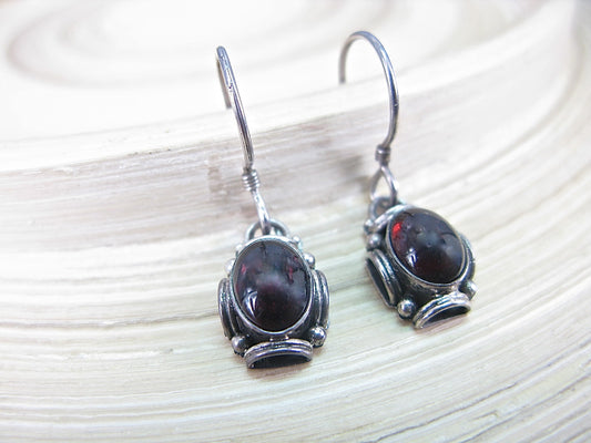 Balinese Garnet Dangle 925 Sterling Silver Earrings Earrings - Faith Owl