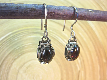 Balinese Garnet Dangle 925 Sterling Silver Earrings Earrings - Faith Owl