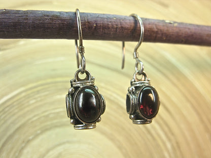 Balinese Garnet Dangle 925 Sterling Silver Earrings Earrings - Faith Owl