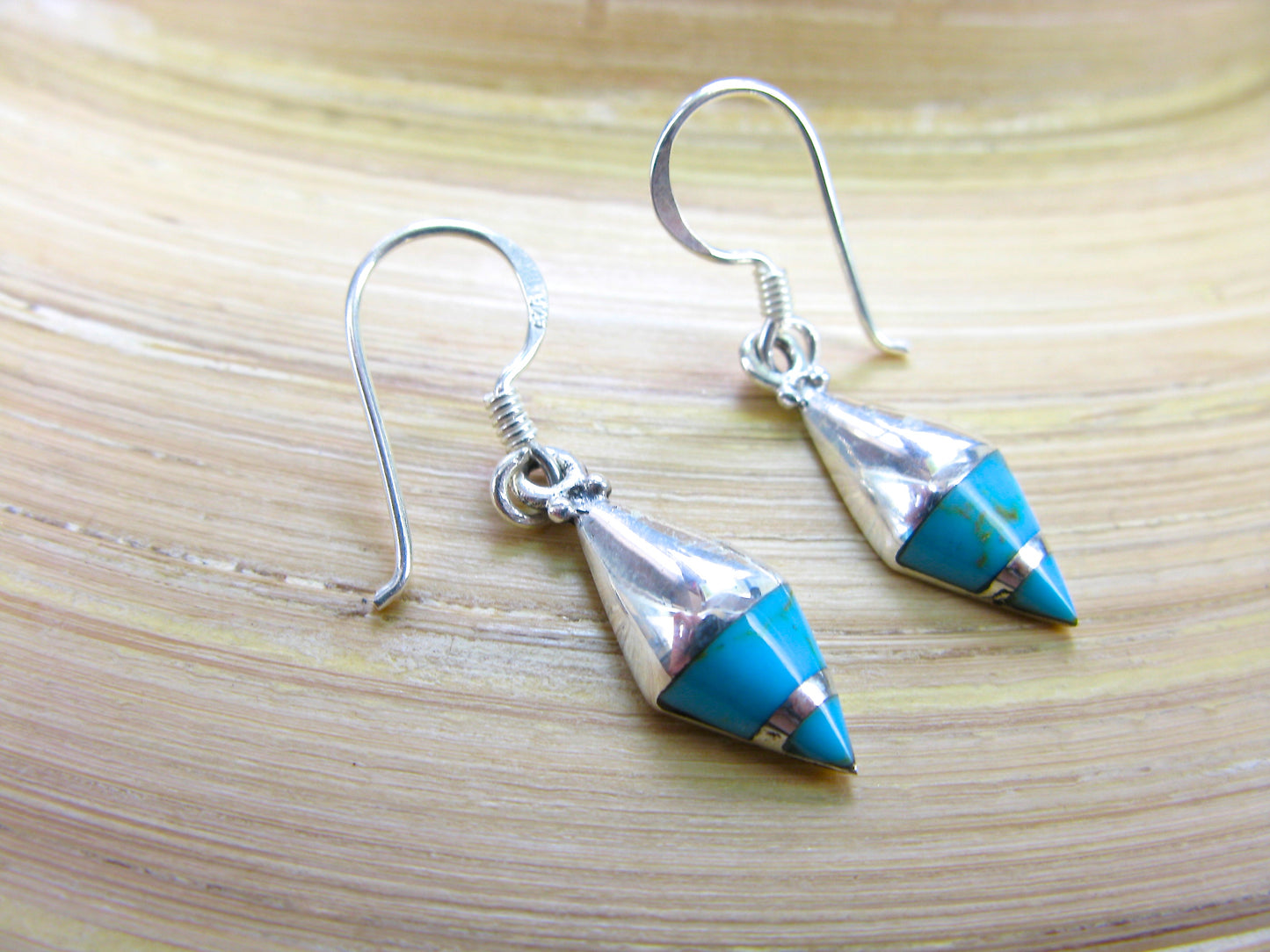 Turquoise Dangle Inlay Earrings in 925 Sterling Silver