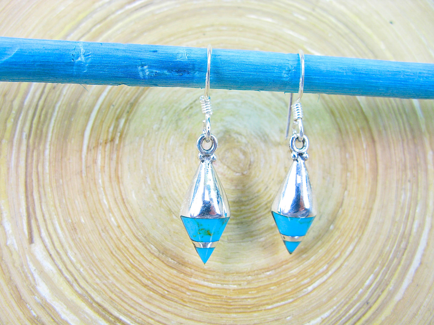 Turquoise Dangle Inlay Earrings in 925 Sterling Silver