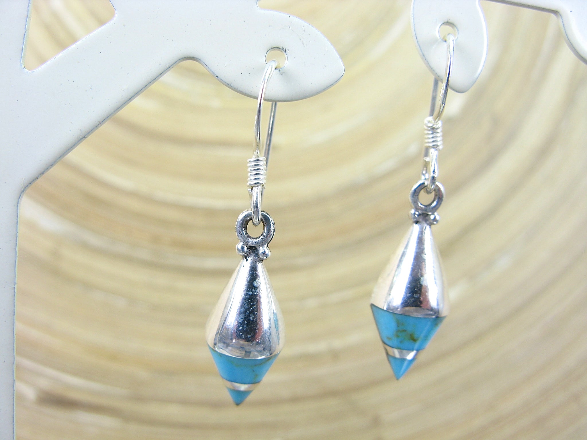 Turquoise Dangle Inlay Earrings in 925 Sterling Silver