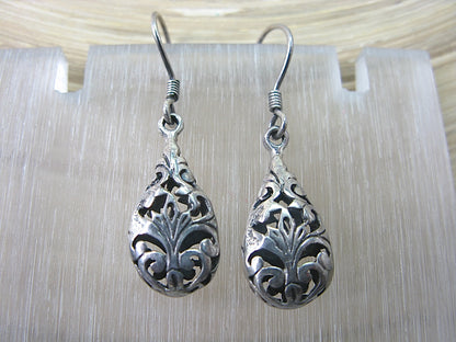 Filigree  Lace Dangle Drop Oxidized 925 Sterling Silver Earrings Earrings Faith Owl - Faith Owl