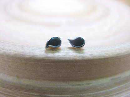 Paisley Onyx Minimalist Stud Earrings in 925 Sterling Silver