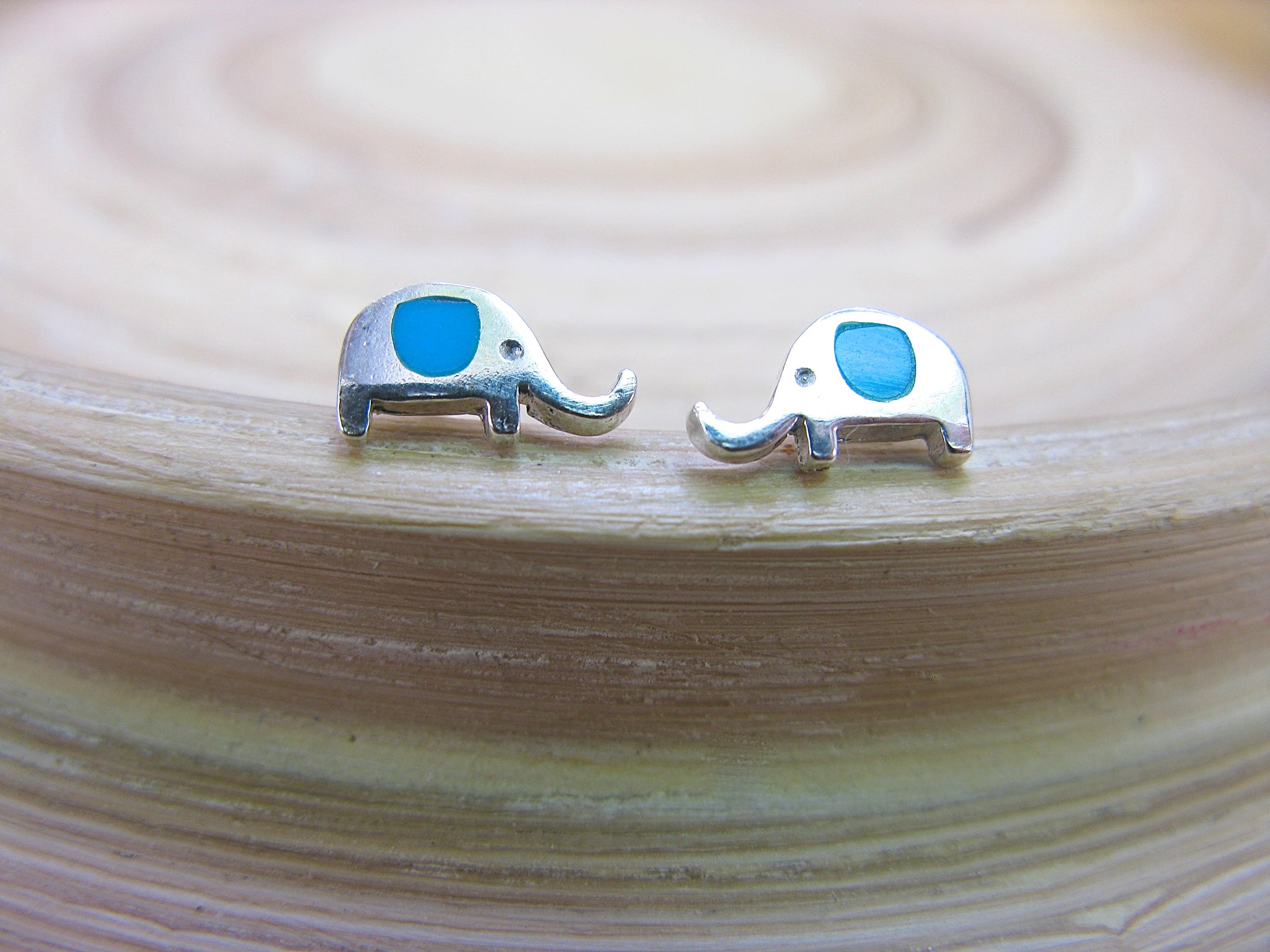 Elephant Turquoise Stud Earrings in 925 Sterling Silver
