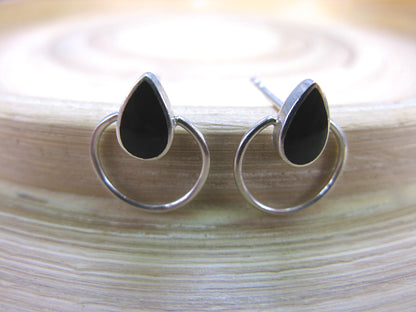 Onyx Stud Earrings in 925 Sterling Silver