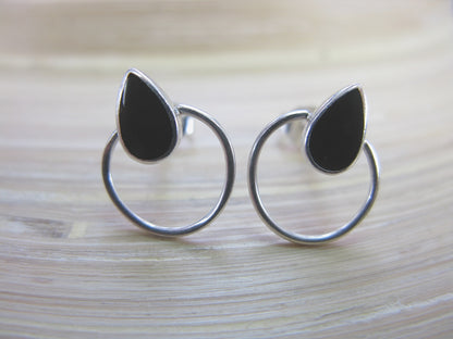 Onyx Stud Earrings in 925 Sterling Silver