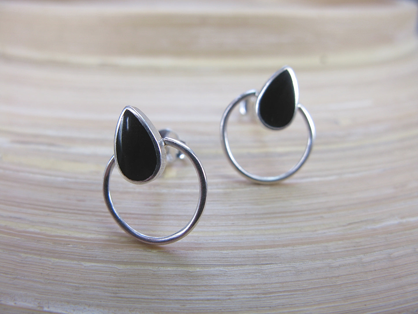 Onyx Stud Earrings in 925 Sterling Silver