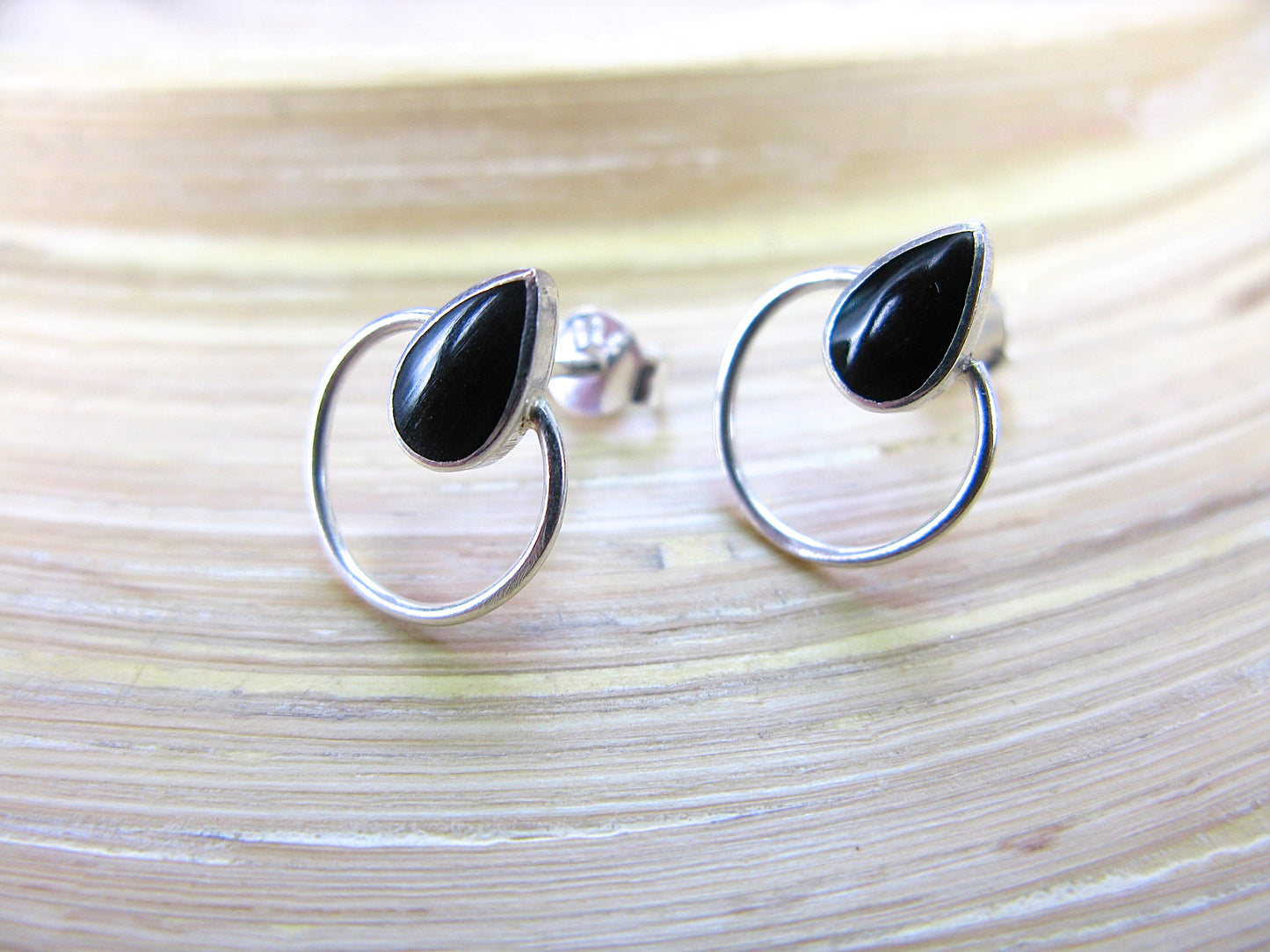 Onyx Stud Earrings in 925 Sterling Silver