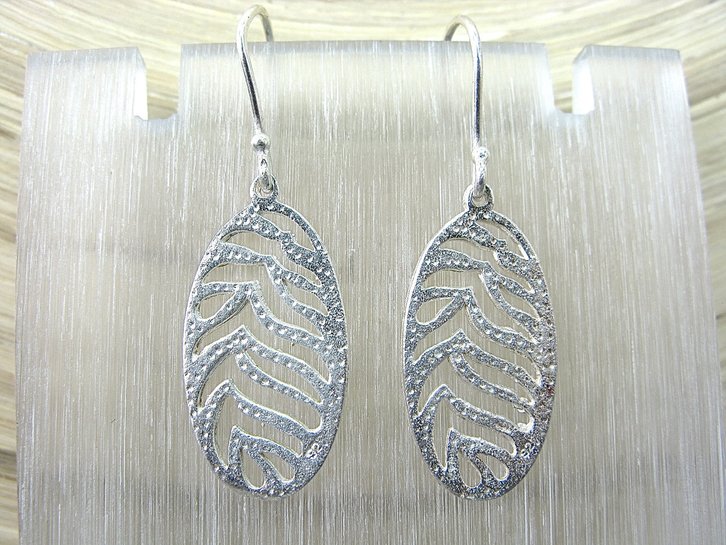 Leaf Filigree Lace Hammered Dangle 925 Sterling Silver Earrings Earrings Faith Owl - Faith Owl