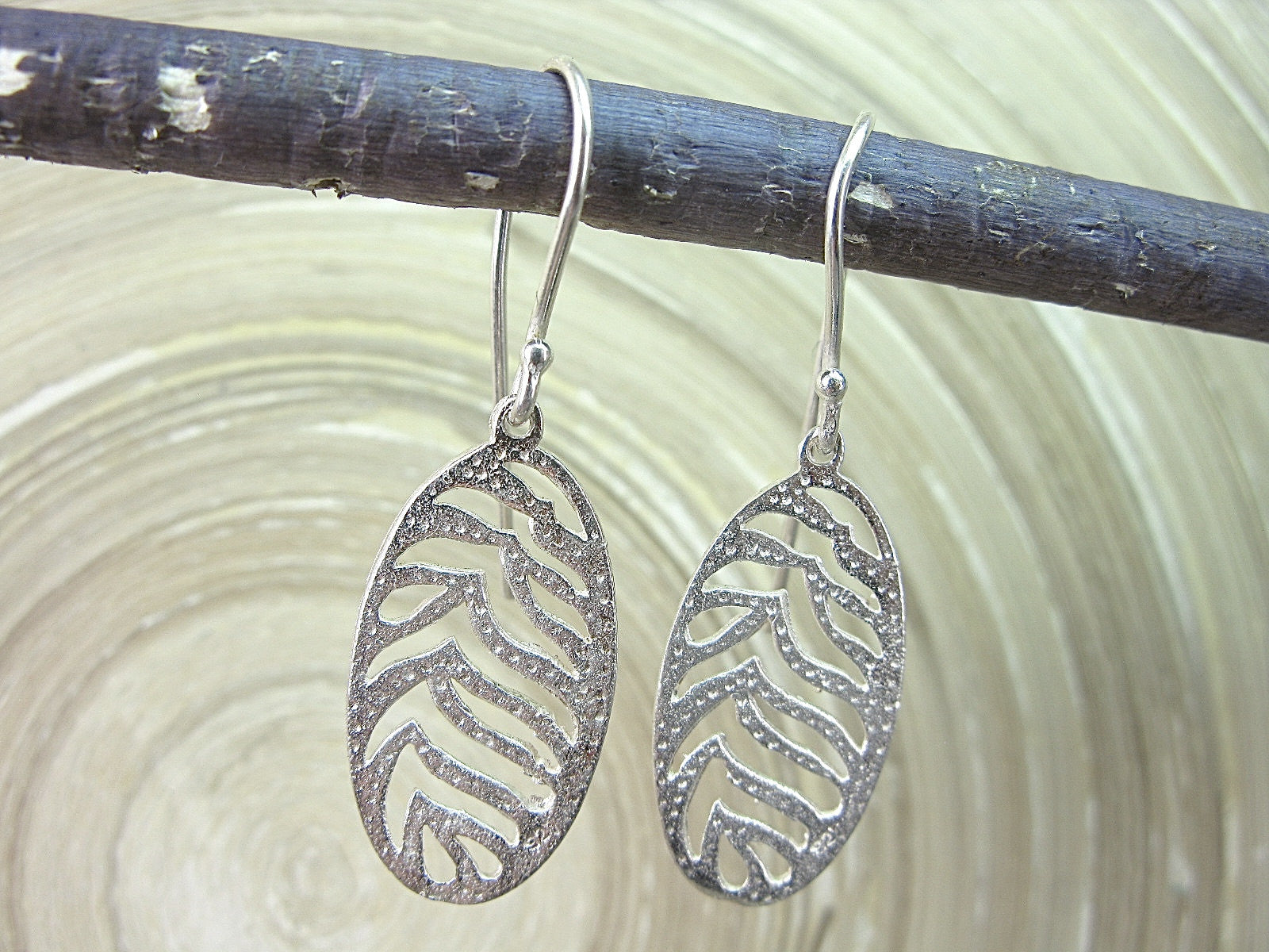 Leaf Filigree Lace Hammered Dangle 925 Sterling Silver Earrings Earrings Faith Owl - Faith Owl