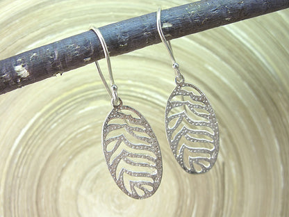 Leaf Filigree Lace Hammered Dangle 925 Sterling Silver Earrings Earrings Faith Owl - Faith Owl