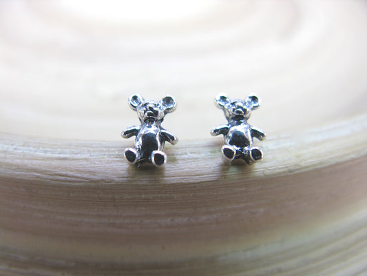 Cute Teddy Bear Stud Earrings 925 Sterling Silver