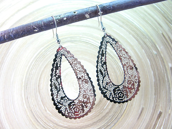 Filigree Lace Flower Dangle Drop 925 Sterling Silver Earrings Earrings - Faith Owl