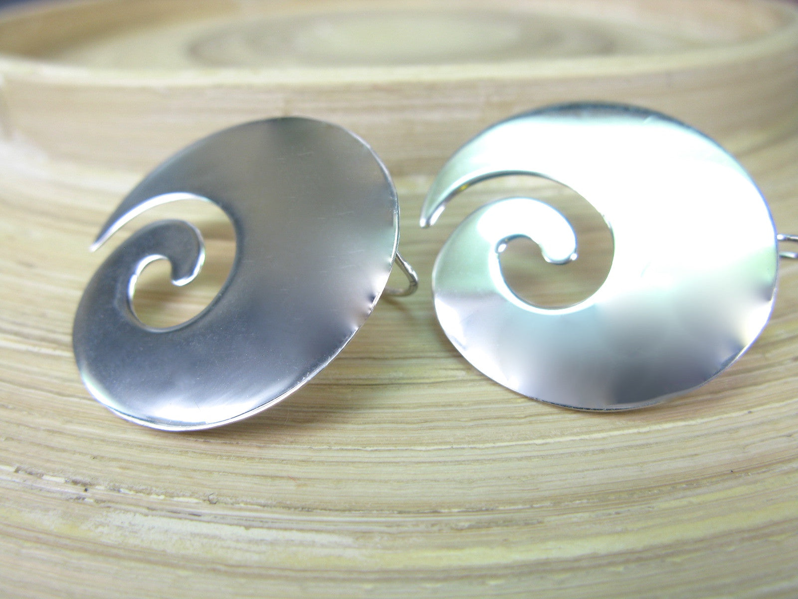 Large Spiral Swirl Swirl 925 Sterling Silver Ear Wire Earrings Earrings Faith Owl - Faith Owl