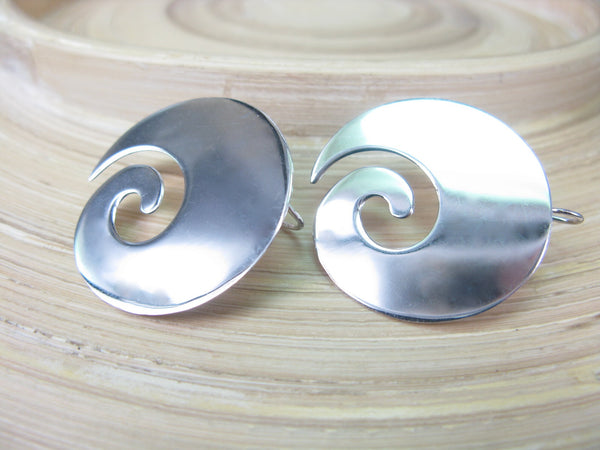 Large Spiral Swirl Swirl 925 Sterling Silver Ear Wire Earrings Earrings - Faith Owl