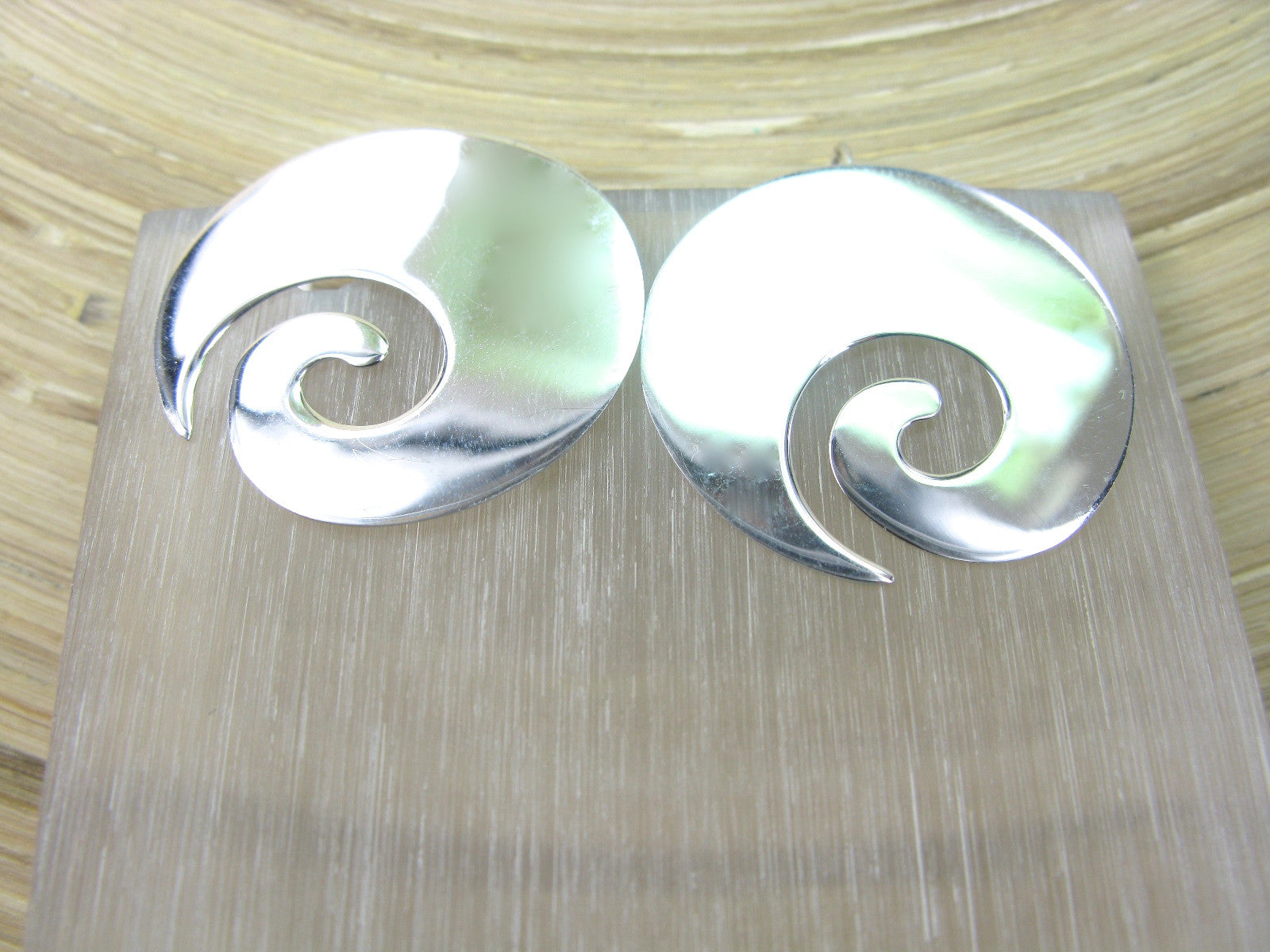 Large Spiral Swirl Swirl 925 Sterling Silver Ear Wire Earrings Earrings Faith Owl - Faith Owl