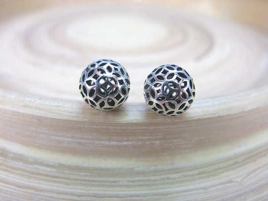 8mm Filigree Ball 925 Sterling Silver Stud Earrings